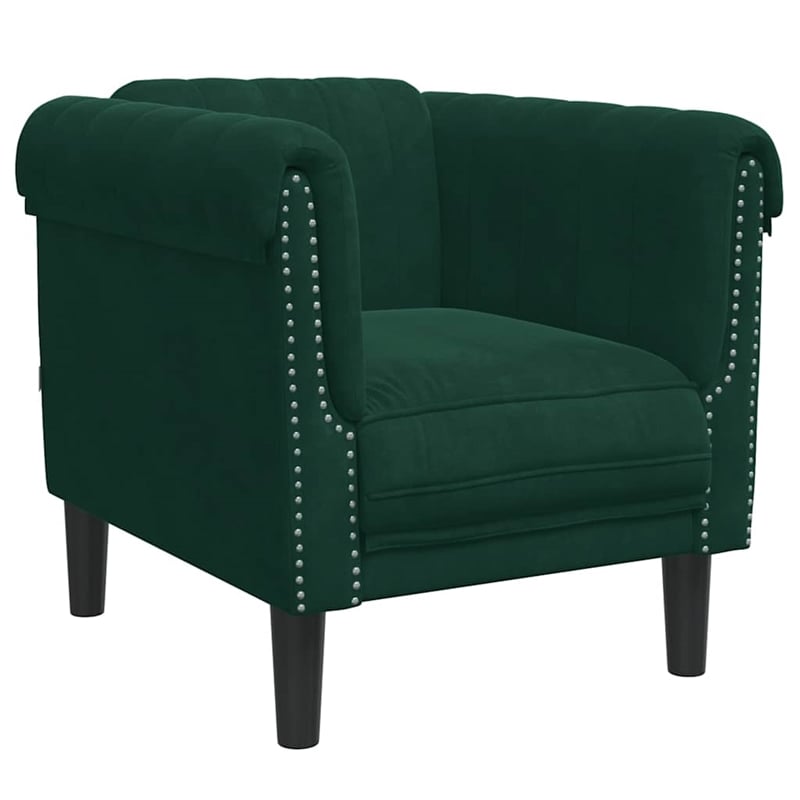 Bowery Hill Contemporary Single Sofa Chair in Dark Green Polyester