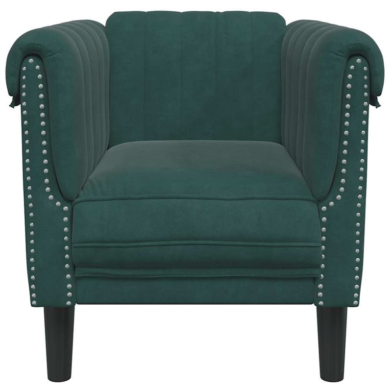Bowery Hill Contemporary Single Sofa Chair in Dark Green Polyester