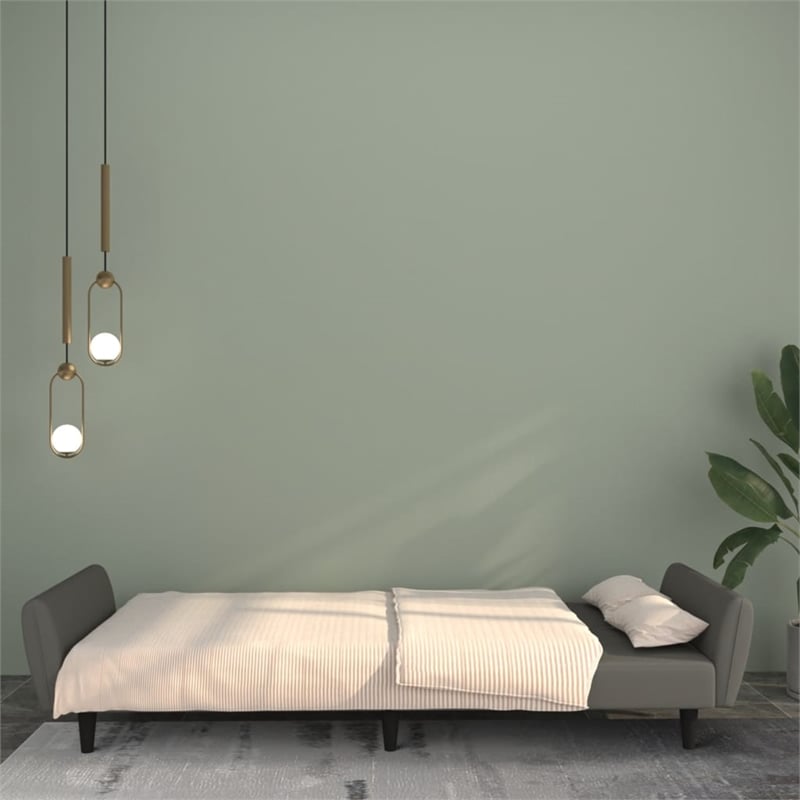 Bowery Hill Contemporary Sleeper Sofa Bed in Dark Gray Polyester