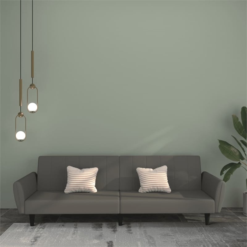 Bowery Hill Contemporary Sleeper Sofa Bed in Dark Gray Polyester