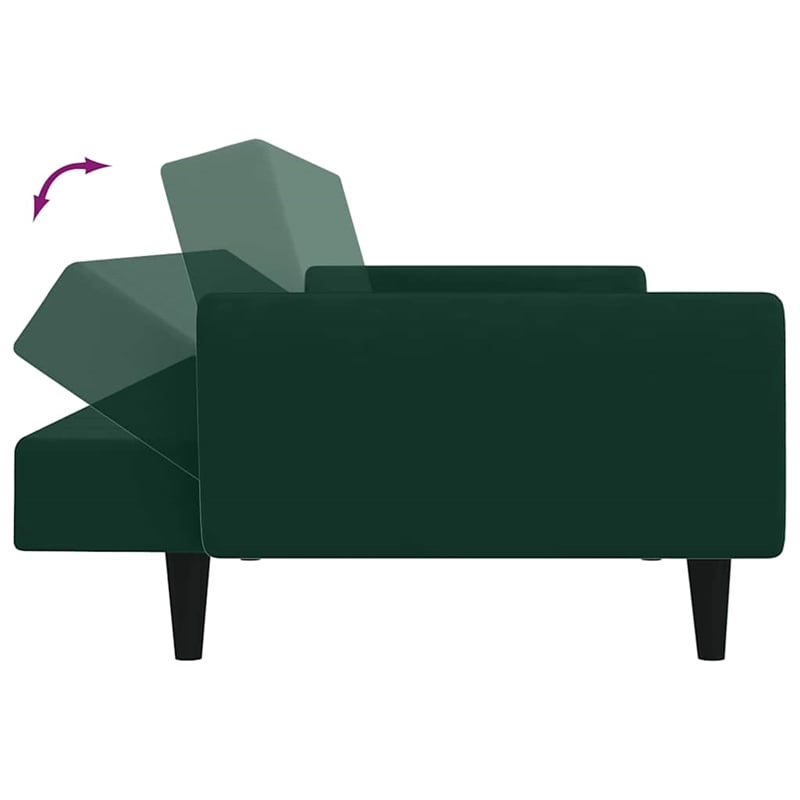 Bowery Hill Contemporary Sofa Bed in Dark Green Polyester Velvet