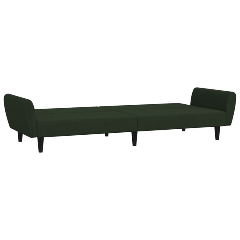Bowery Hill Contemporary Sofa Bed in Dark Green Polyester Velvet