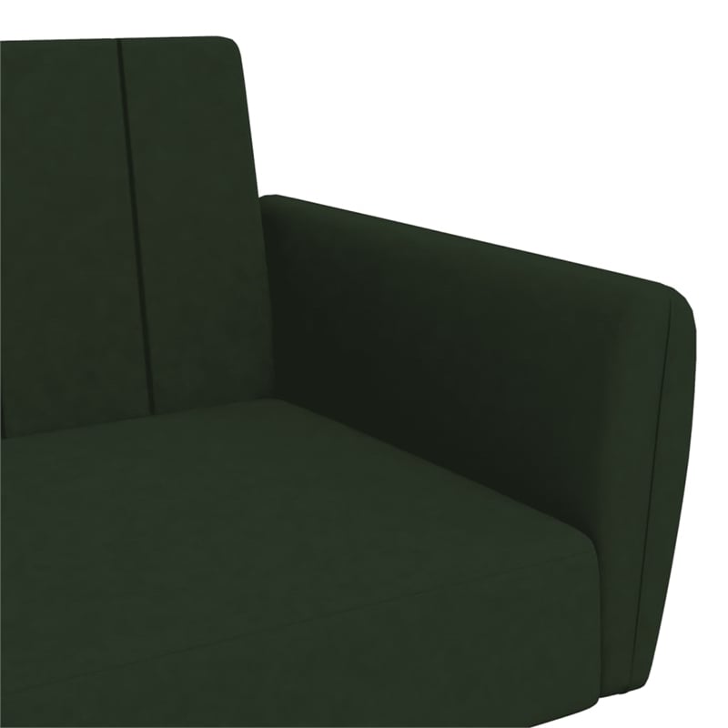 Bowery Hill Contemporary Sofa Bed in Dark Green Polyester Velvet