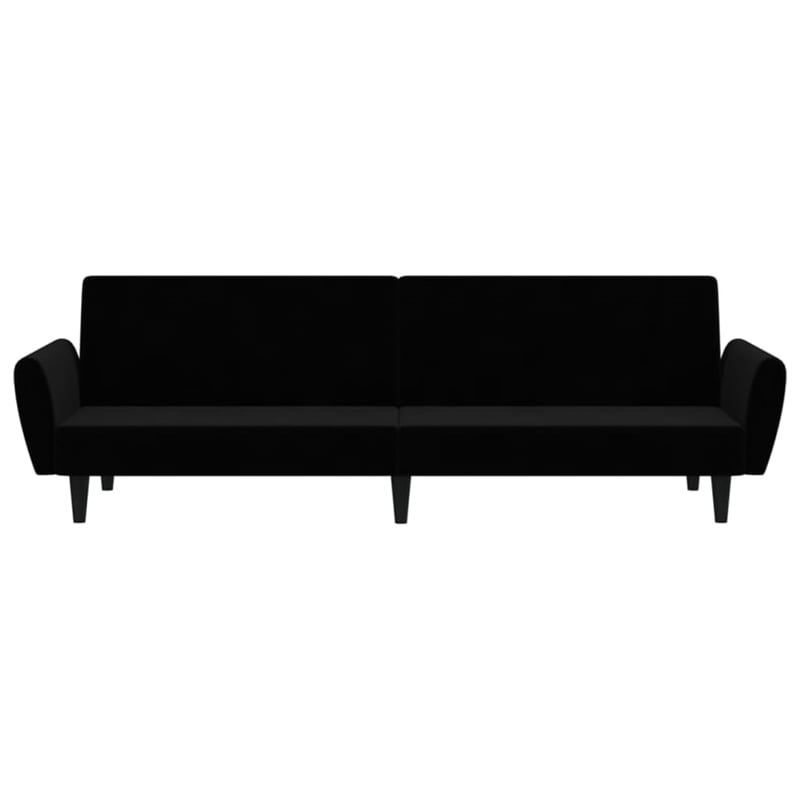 Bowery Hill Contemporary 2-Seater Sofa Bed in Black Polyester Velvet