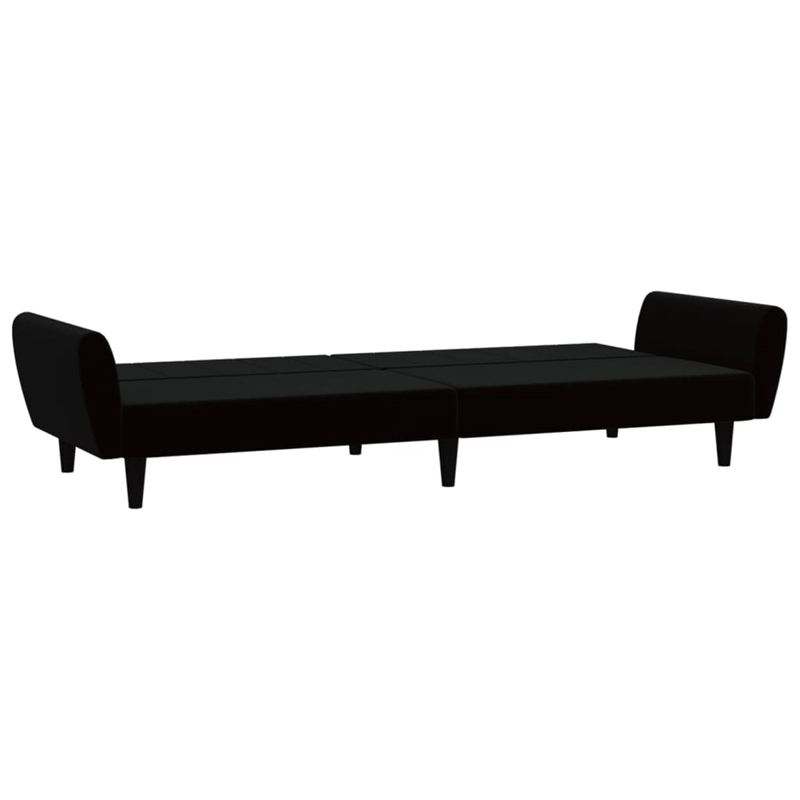 Bowery Hill Contemporary 2-Seater Sofa Bed in Black Polyester Velvet