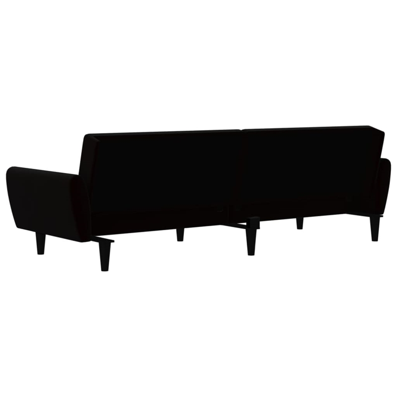 Bowery Hill Contemporary 2-Seater Sofa Bed in Black Polyester Velvet