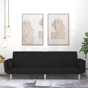 Bowery Hill Contemporary 2-Seater Sofa Bed in Black Polyester