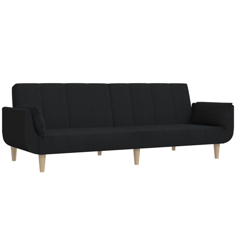 Bowery Hill Contemporary 2-Seater Sofa Bed in Black Polyester
