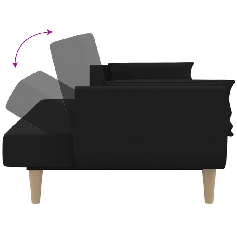 Bowery Hill Contemporary 2-Seater Sofa Bed in Black Polyester