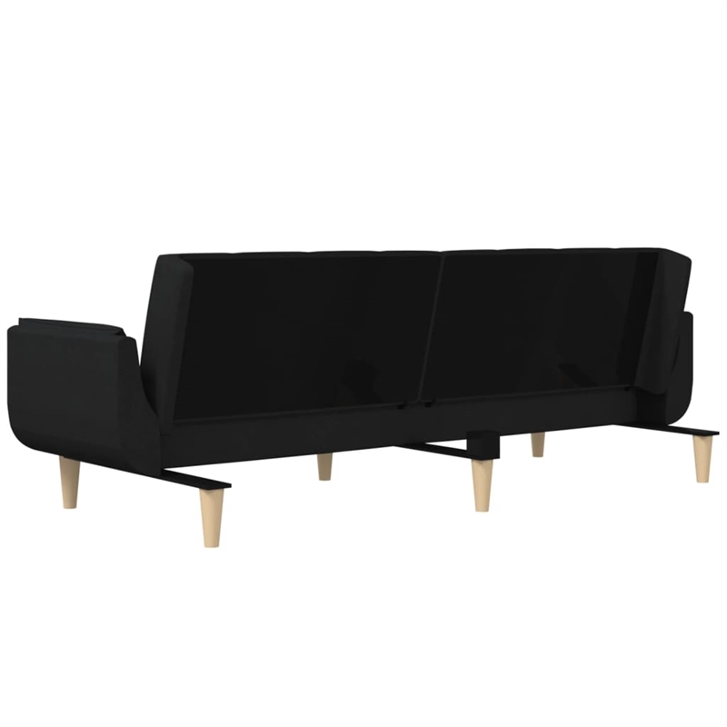 Bowery Hill Contemporary 2-Seater Sofa Bed in Black Polyester