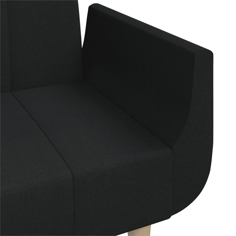 Bowery Hill Contemporary 2-Seater Sofa Bed in Black Polyester