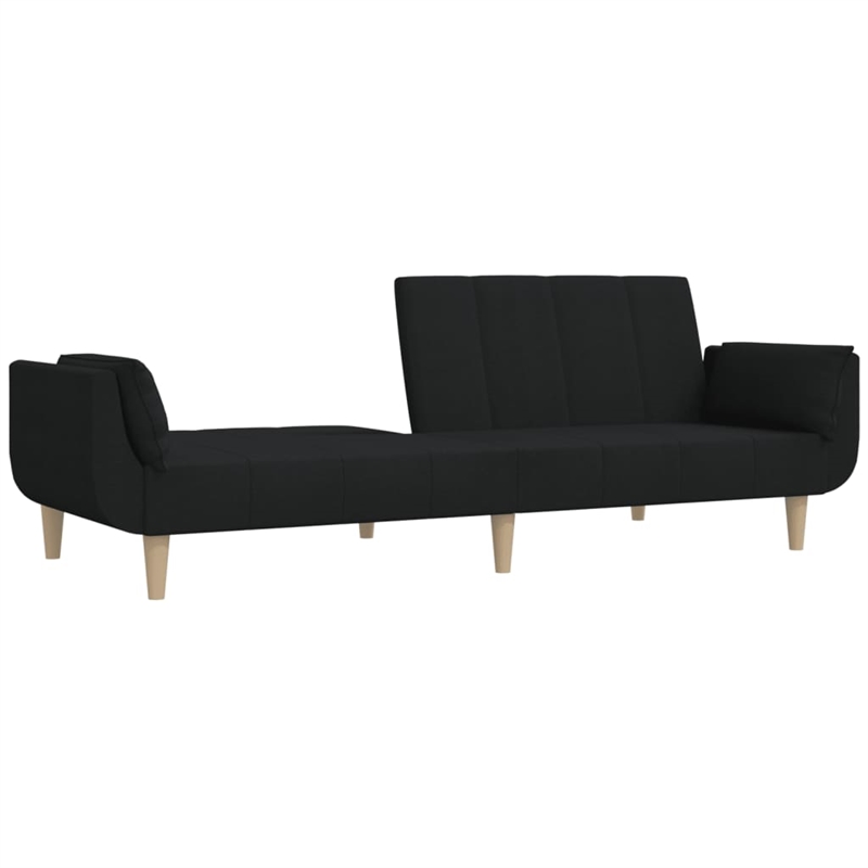 Bowery Hill Contemporary 2-Seater Sofa Bed in Black Polyester