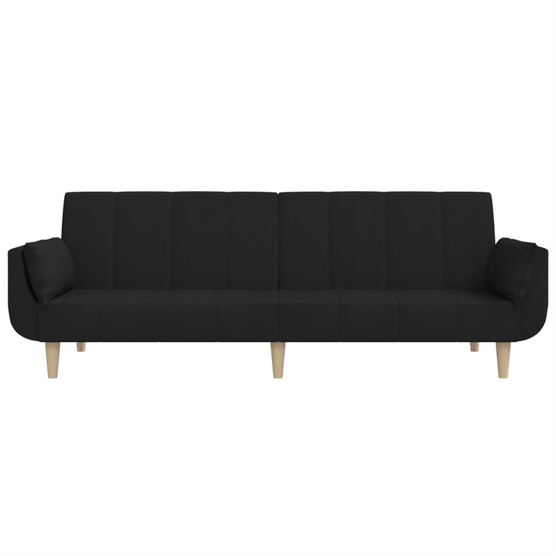 Bowery Hill Contemporary 2-Seater Sofa Bed in Black Polyester