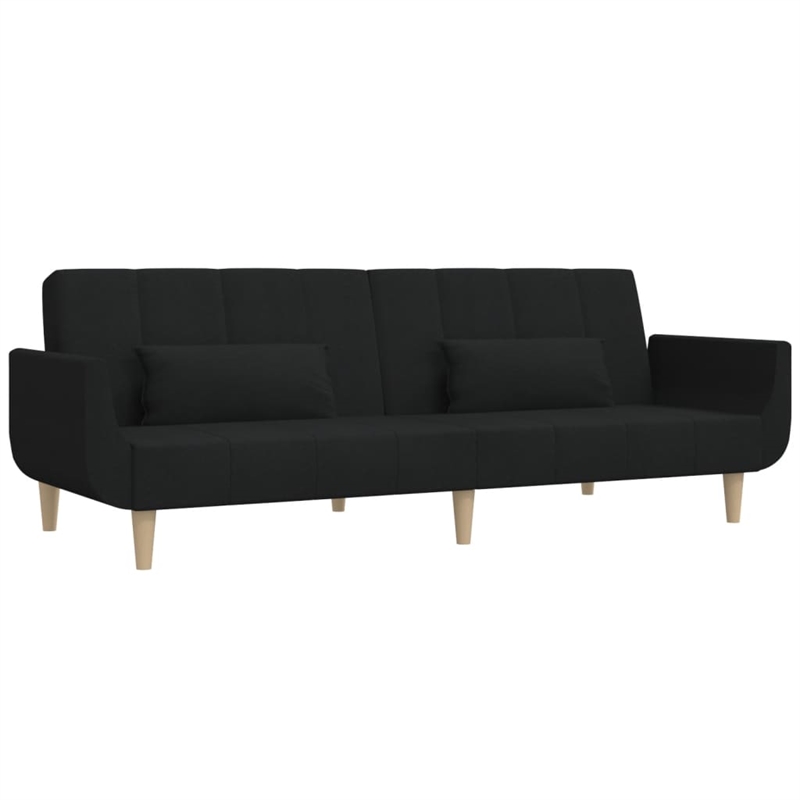 Bowery Hill Contemporary 2-Seater Sofa Bed in Black Polyester