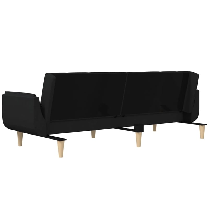 Bowery Hill Contemporary 2-Seater Sofa Bed in Black Polyester