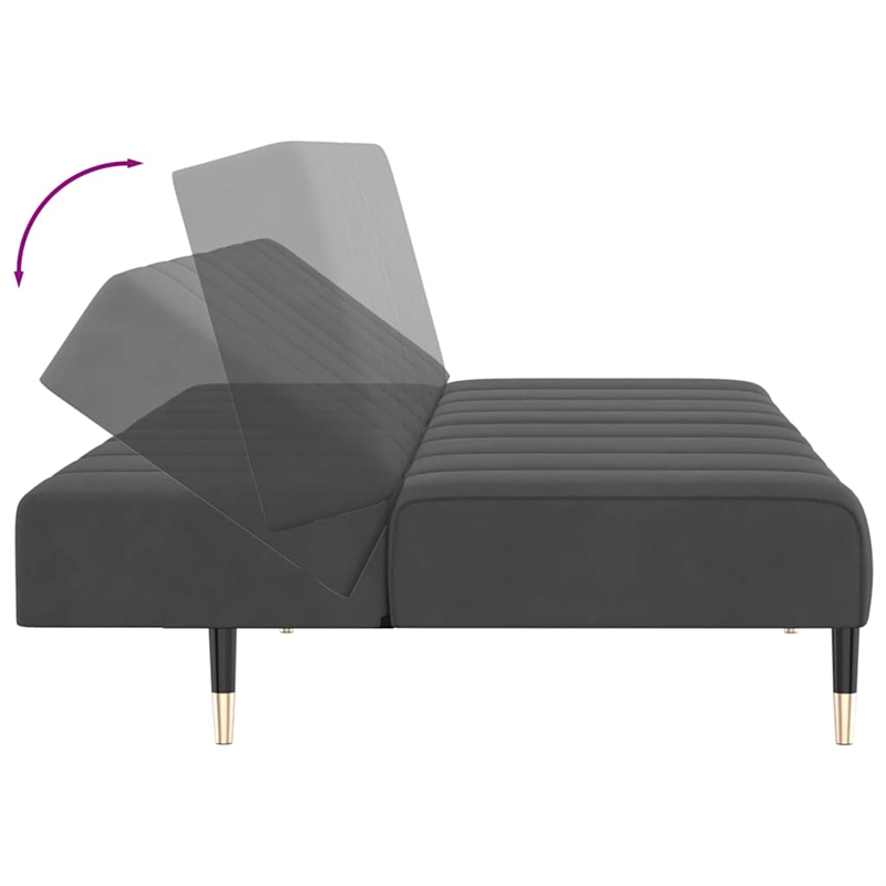 Bowery Hill Contemporary Metal 2-Seater Sofa Bed in Dark Grey Polyester