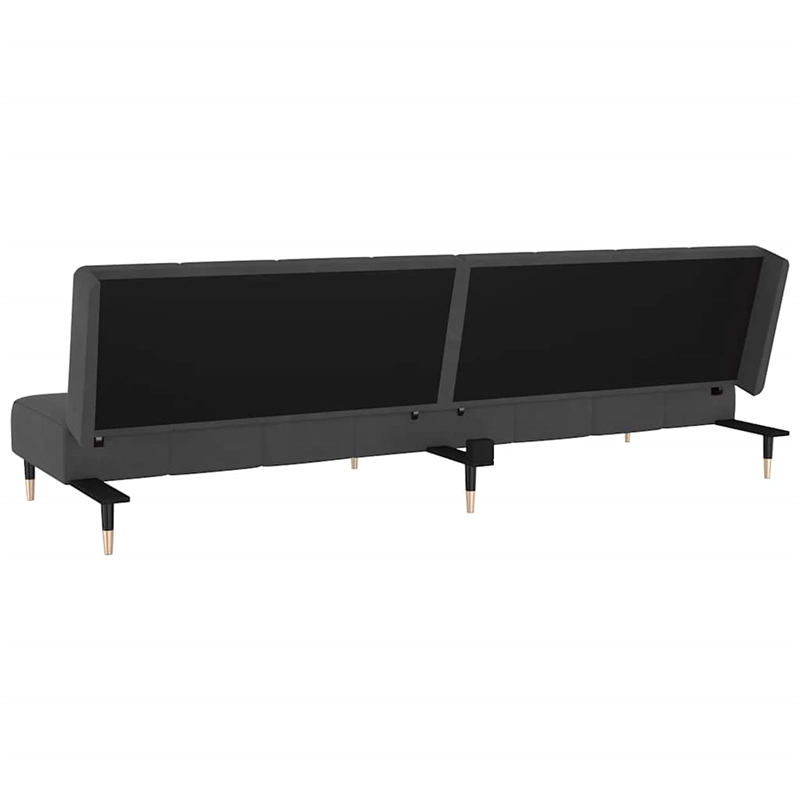 Bowery Hill Contemporary Metal 2-Seater Sofa Bed in Dark Grey Polyester