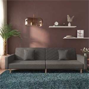 Bowery Hill Contemporary Metal Sofa Bed in Dark Gray Finish Fabric