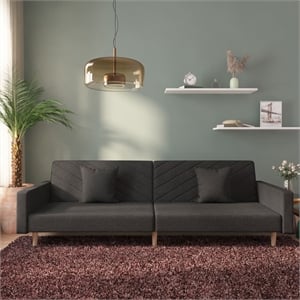 Bowery Hill Contemporary Metal 2-Seater Sofa Bed in Black Fabric