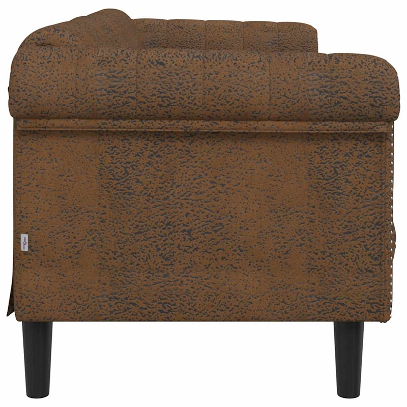 Bowery Hill Modern / Contemporary 3-Seater Faux Suede Sofa in Brown
