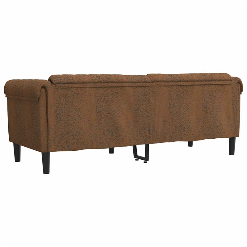 Bowery Hill Modern / Contemporary 3-Seater Faux Suede Sofa in Brown