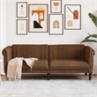 Bowery Hill Modern / Contemporary 3-Seater Faux Suede Sofa in Brown