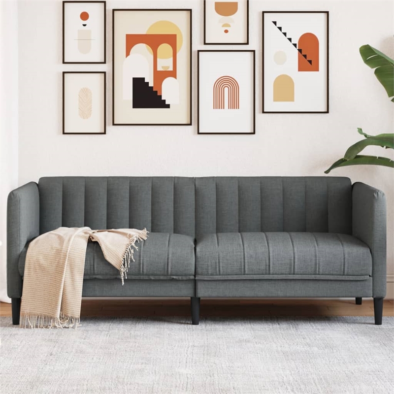 Bowery Hill Contemporary 2-Seater Sofa in Dark Grey Polyester