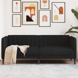 Bowery Hill Contemporary 2-Seater Sofa in Black Finish Polyester