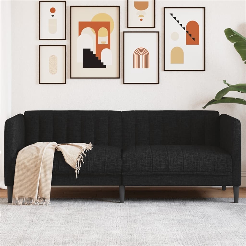 Bowery Hill Contemporary 2-Seater Sofa in Black Finish Polyester