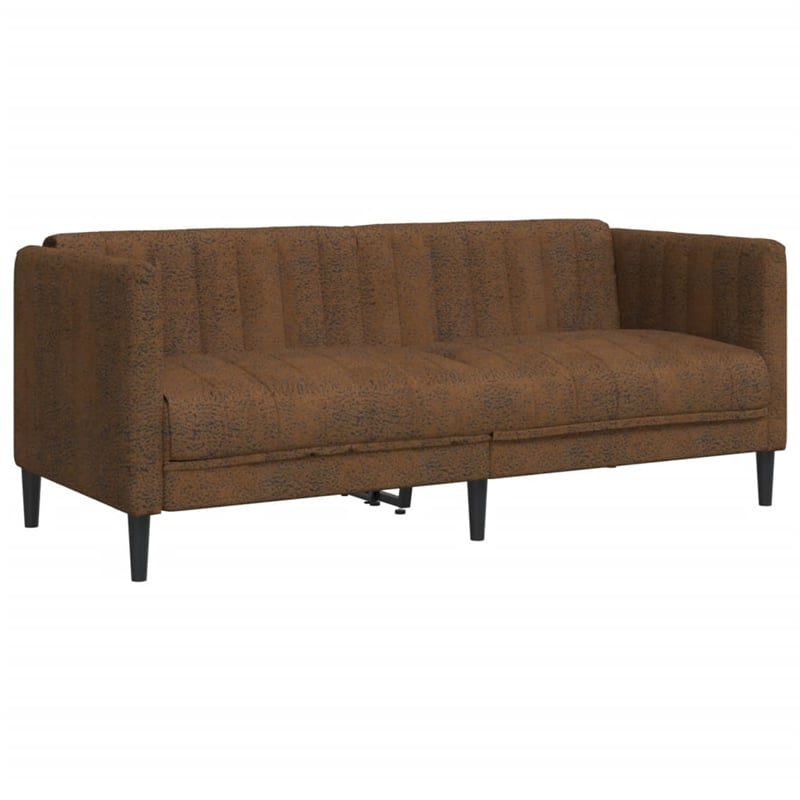 Bowery Hill Modern / Contemporary Sofa in Brown Faux Suede Leather