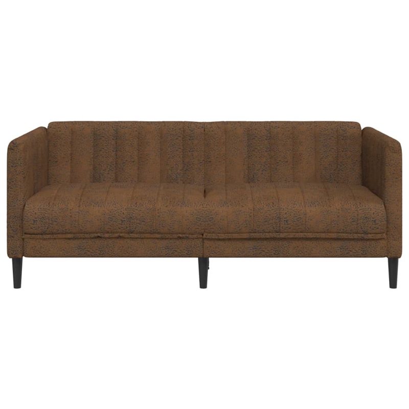 Bowery Hill Modern / Contemporary Sofa in Brown Faux Suede Leather