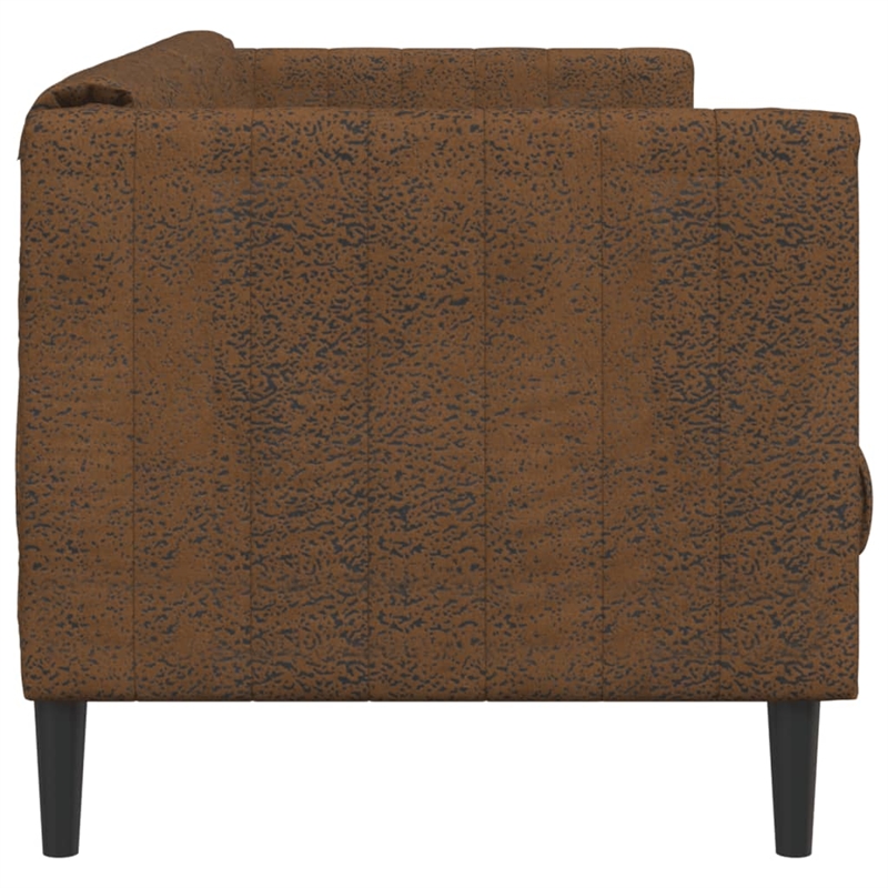 Bowery Hill Modern / Contemporary Sofa in Brown Faux Suede Leather