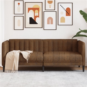 Bowery Hill Modern / Contemporary Sofa in Brown Faux Suede Leather