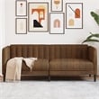 Bowery Hill Modern / Contemporary Sofa in Brown Faux Suede Leather