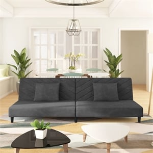 Bowery Hill Contemporary Metal 2-Seater Sofa Bed in Dark Gray Polyester
