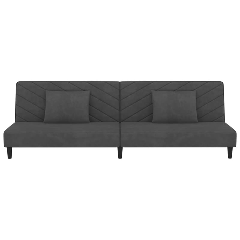 Bowery Hill Contemporary Metal 2-Seater Sofa Bed in Dark Gray Polyester