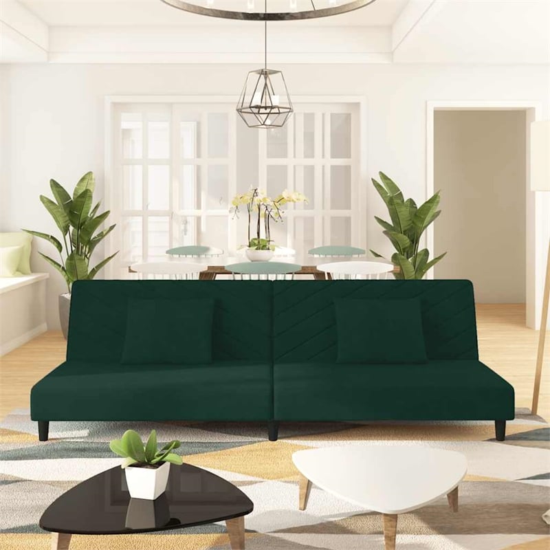 Bowery Hill Modern / Contemporary Sofa Bed in Dark Green Velvet