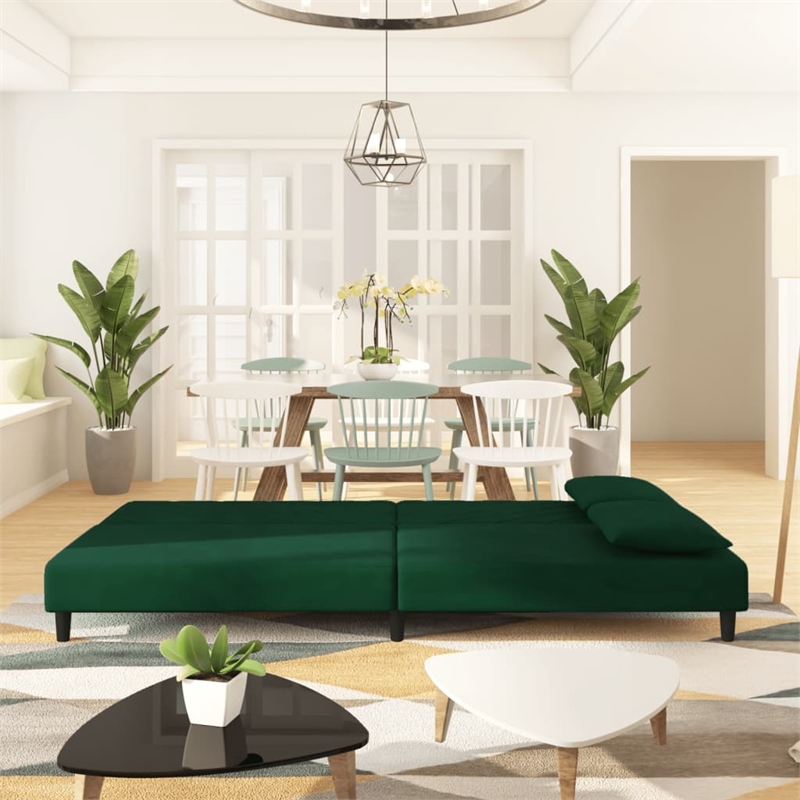 Bowery Hill Modern / Contemporary Sofa Bed in Dark Green Velvet