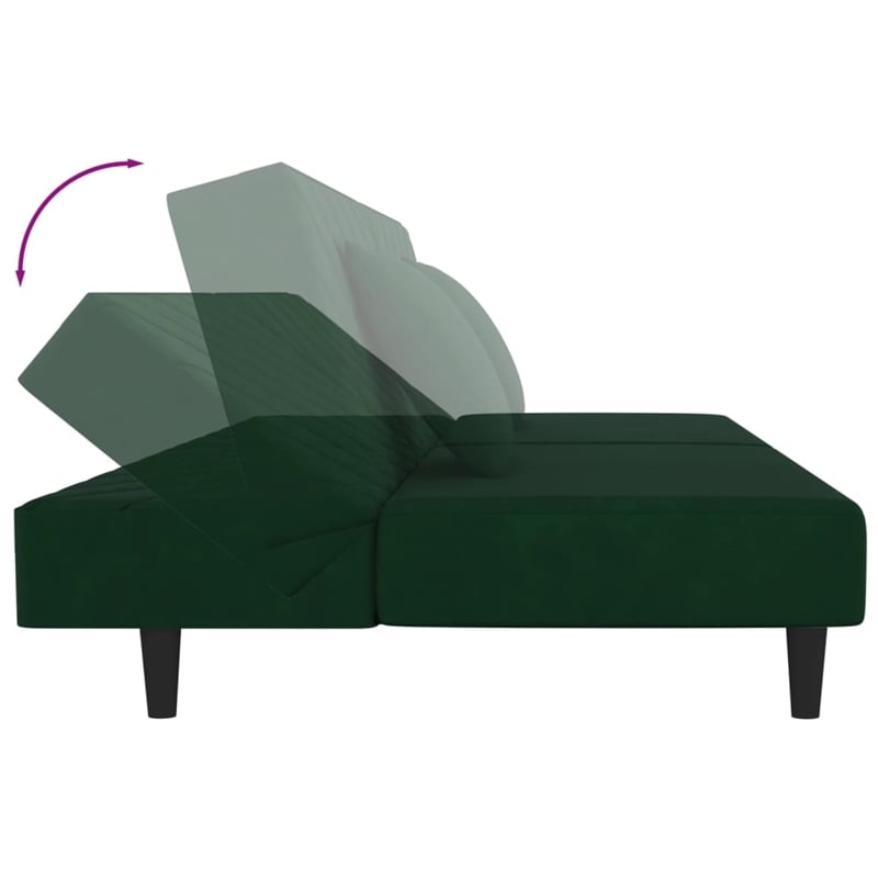 Bowery Hill Modern / Contemporary Sofa Bed in Dark Green Velvet