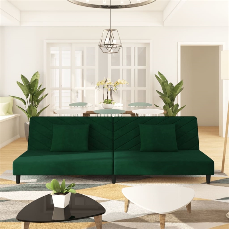Bowery Hill Modern / Contemporary Sofa Bed in Dark Green Velvet