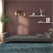 Bowery Hill Contemporary 2-Seater Sofa Bed in Dark Grey Polyester Velvet