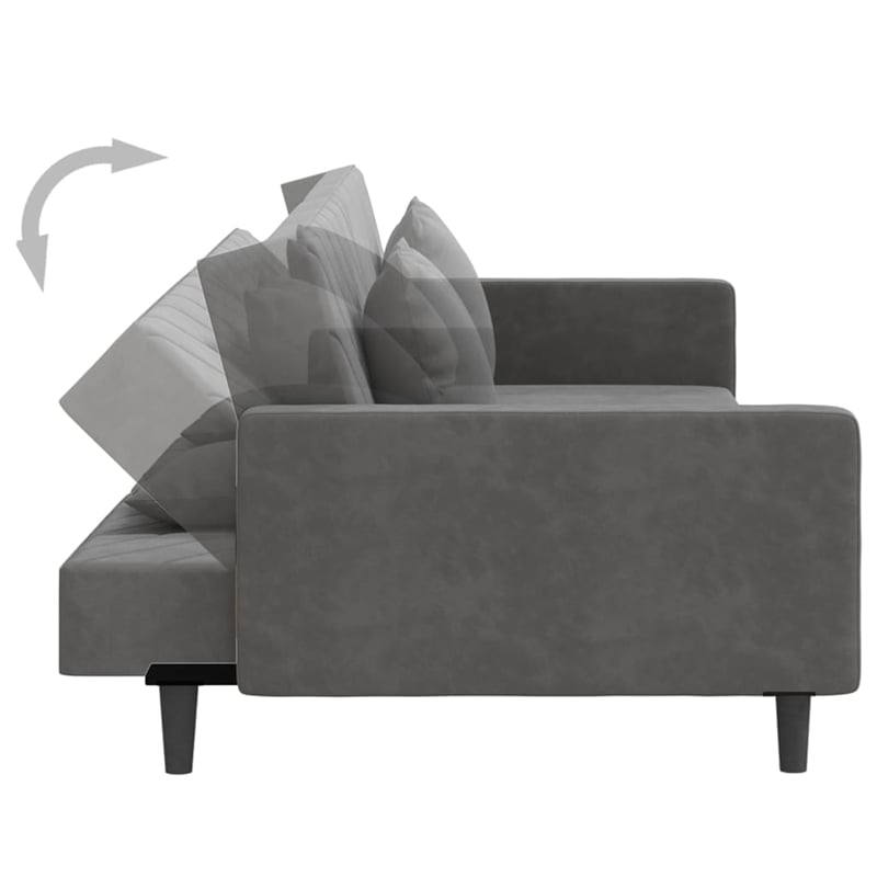 Bowery Hill Contemporary 2-Seater Sofa Bed in Dark Grey Polyester Velvet