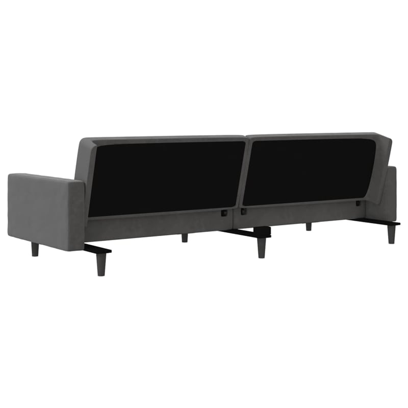 Bowery Hill Contemporary 2-Seater Sofa Bed in Dark Grey Polyester Velvet