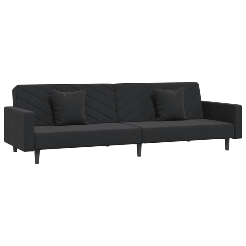 Bowery Hill Contemporary Sofa Bed in Black Velvet Polyester Velvet