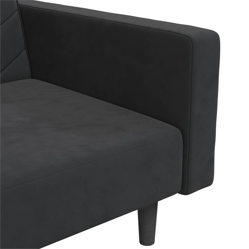 Bowery Hill Contemporary Sofa Bed in Black Velvet Polyester Velvet