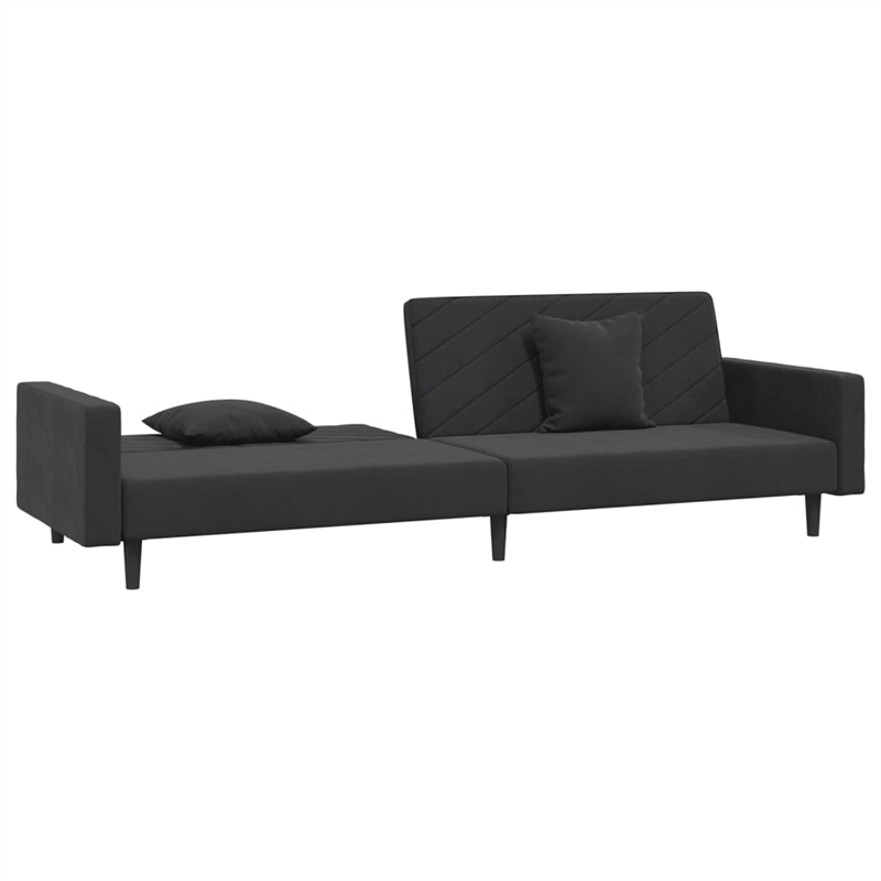 Bowery Hill Contemporary Sofa Bed in Black Velvet Polyester Velvet