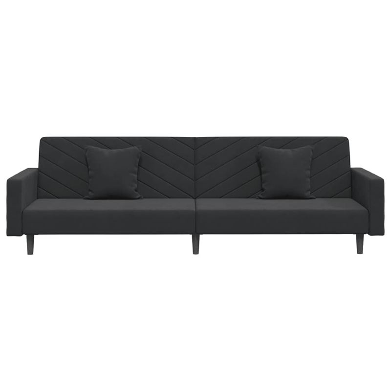 Bowery Hill Contemporary Sofa Bed in Black Velvet Polyester Velvet