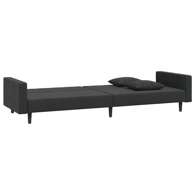 Bowery Hill Contemporary Sofa Bed in Black Velvet Polyester Velvet