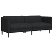 Bowery Hill 3-Seater Rectangular Durable Sofa in Black Polyester