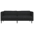 Bowery Hill 3-Seater Rectangular Durable Sofa in Black Polyester